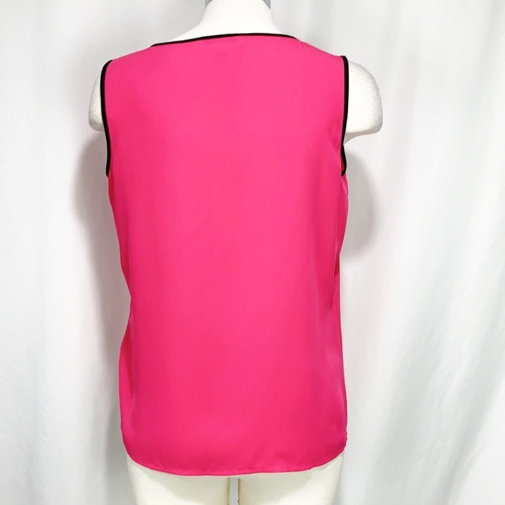 Calvin Klein Hot Pink Sleeveless Shell w Black Trim XS - Picture 4 of 6